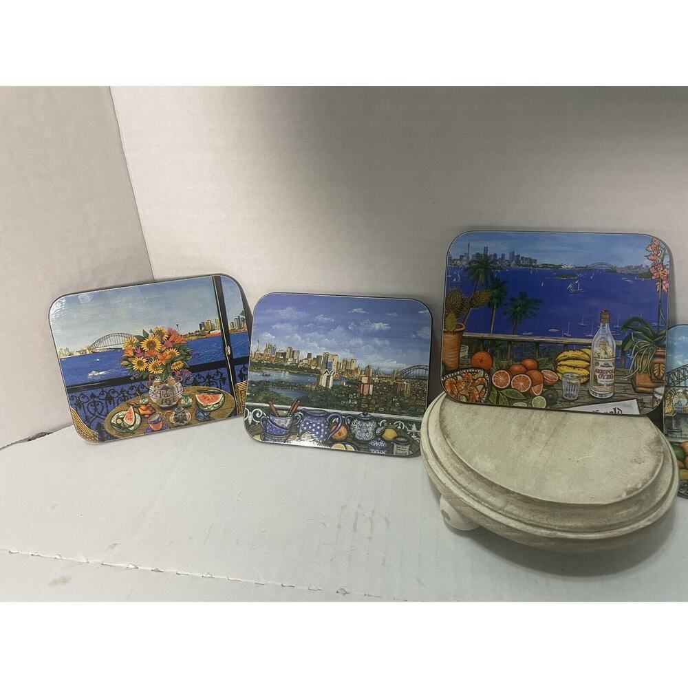 Jason Coasters New Zealand Artist Set of 6 Sydney Balconies CorkBack Vintage - Picture 3 of 8
